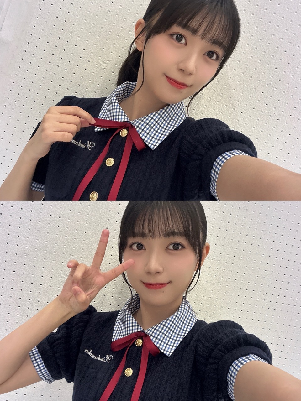 平尾帆夏「この制服可愛すぎるんだ。。とーーーーても好み！🐈‍⬛💙スカートも襟