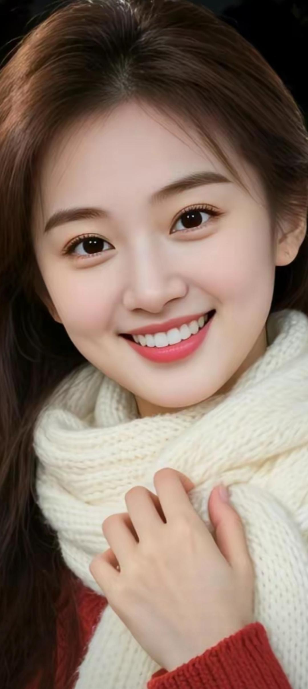 冬日暖阳下的甜美笑容，温暖如阳光般灿烂！🌞😊