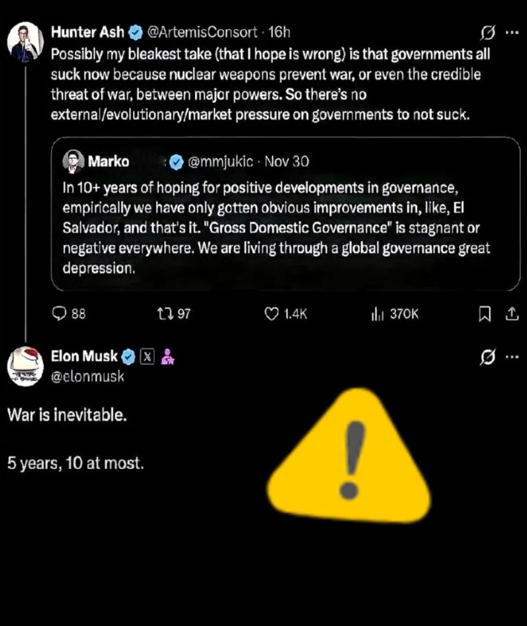 凌晨3点，马斯克不睡觉，反手给全世界扔了个“炸弹”。

断言很露骨：5到10年内