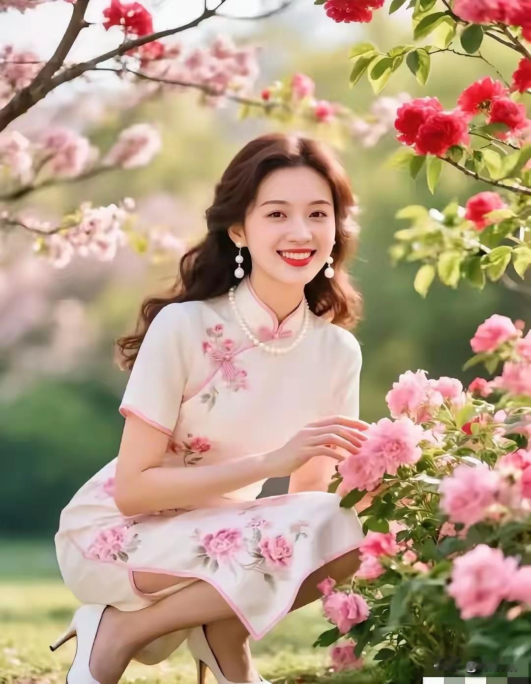 细步轻摇影若仙，
肤如凝脂俏容颜。
芳华正值风光好，
闭月羞花亦娇艳