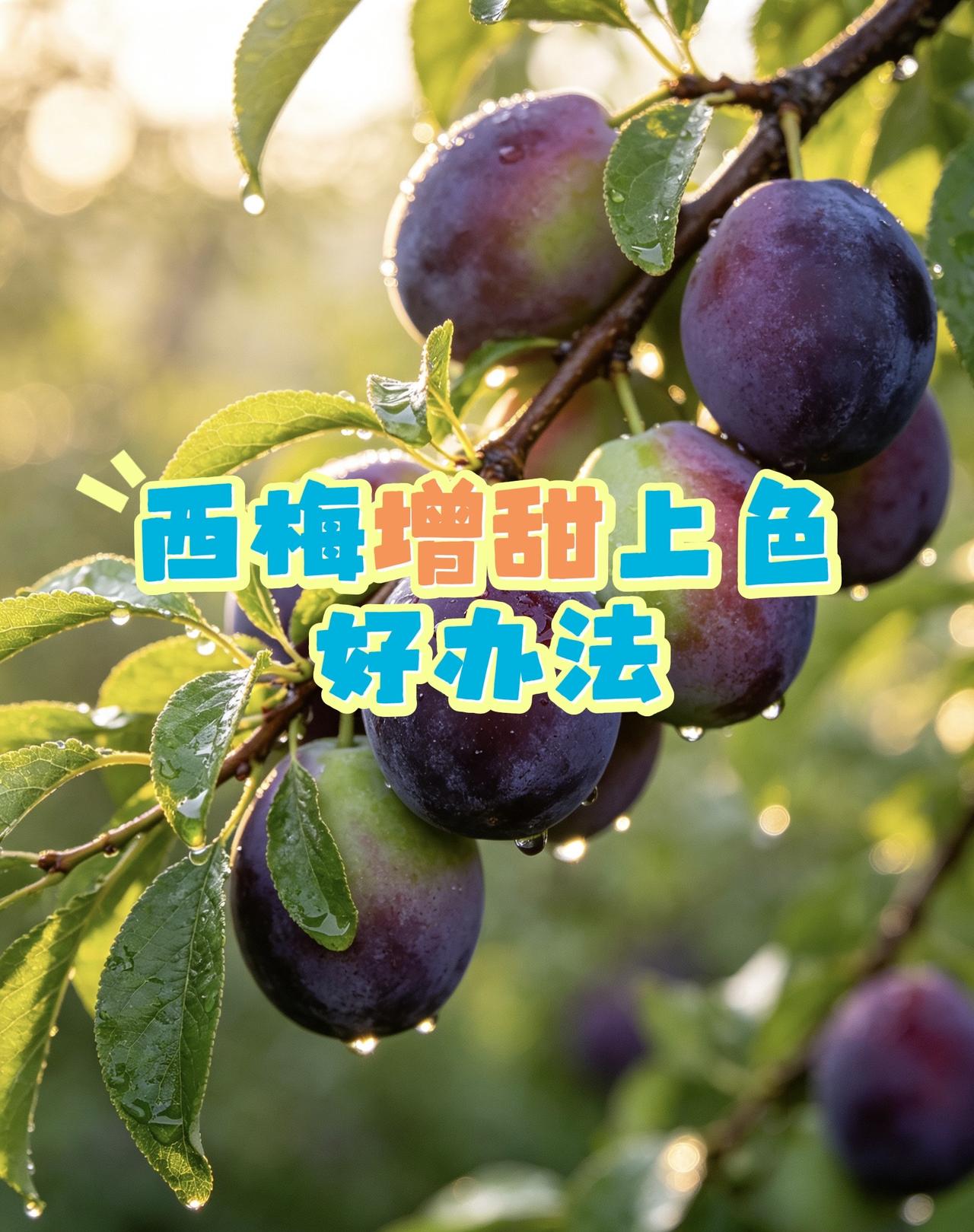 西梅膨果上色好办法！西梅 西梅增甜上色需光、肥、水、药协同：
① 开光路：疏除徒