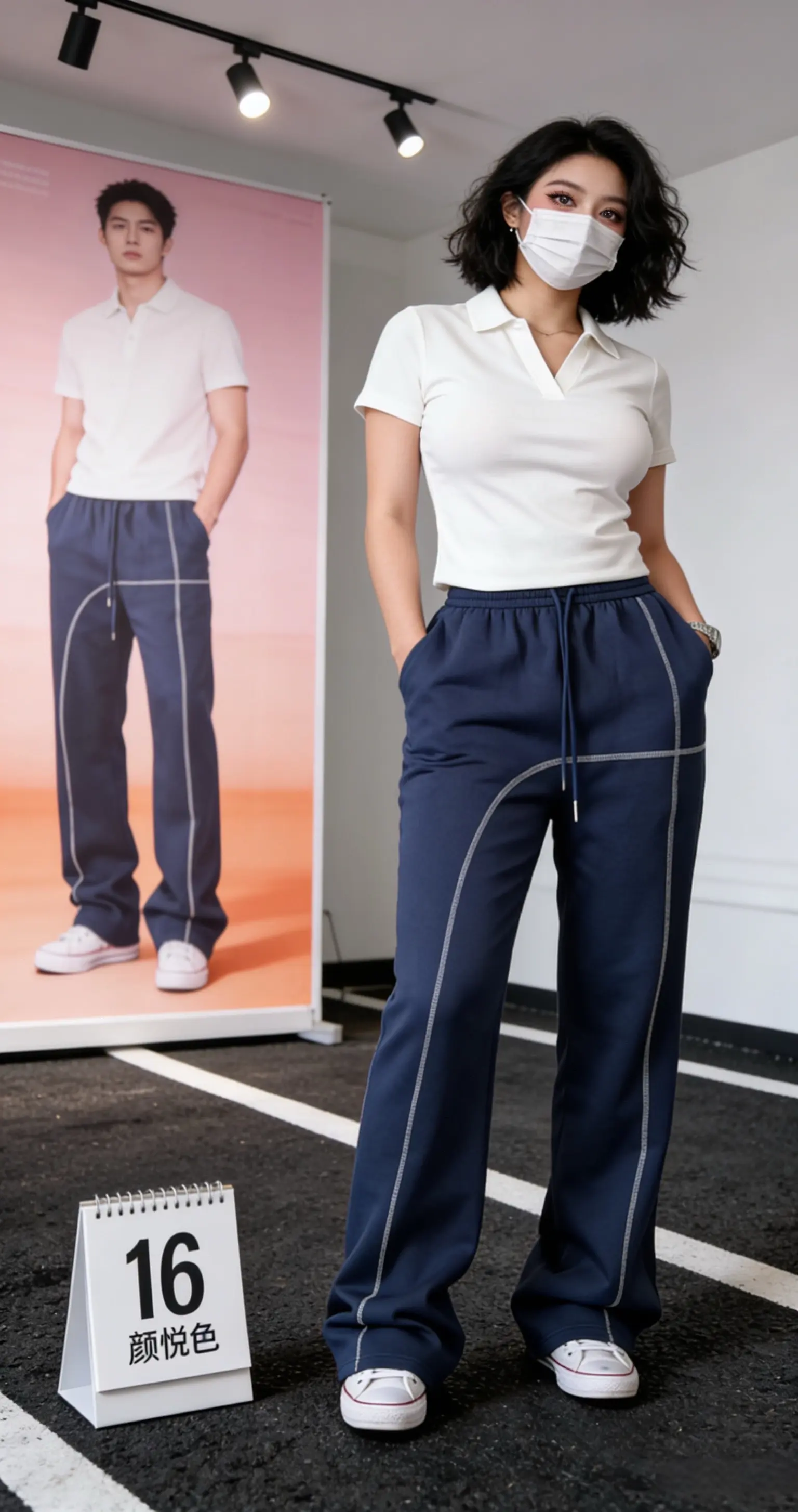 莱赛尔凉感结构三针五线休闲空气层直筒长裤