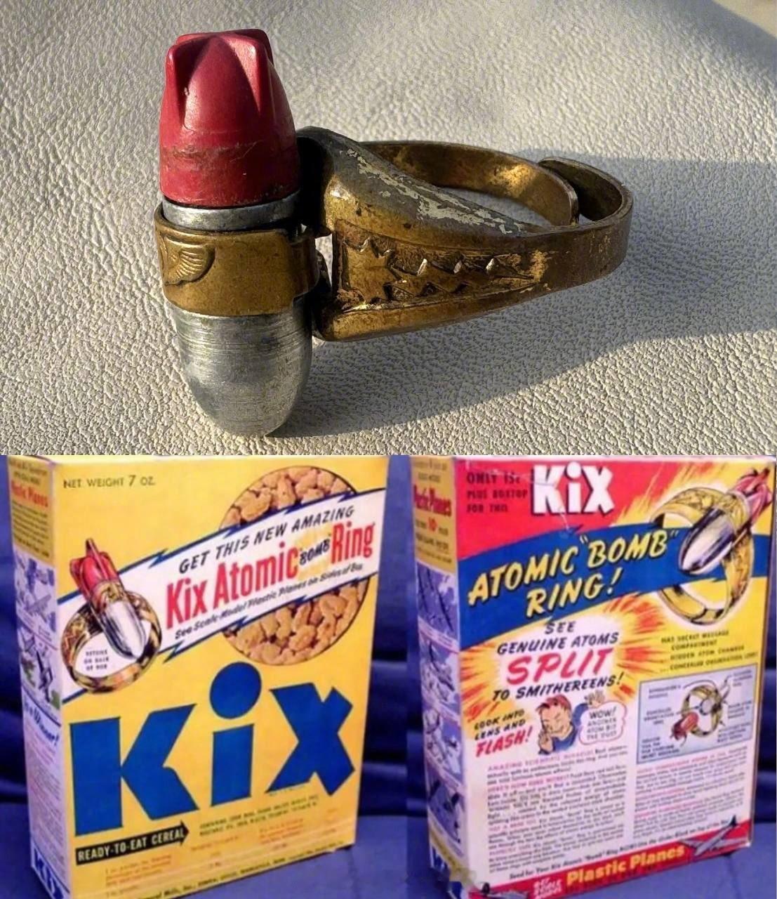 照片中的历史 核材料戒指——1947年，孩子们只需花15美分，再寄上一个Kix麦