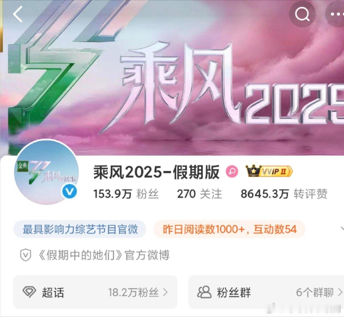 乘风2025[超话]乘风2025官方改名，浪6团综要来啦乘风2025官方改名，浪