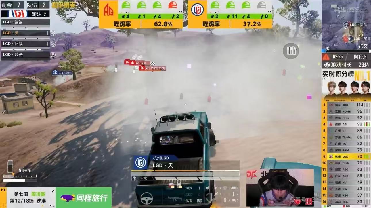 LGD一日双鸡LGD双人暴走吃鸡 从开局猛到决赛圈单日双鸡到手，LGD用实力统治