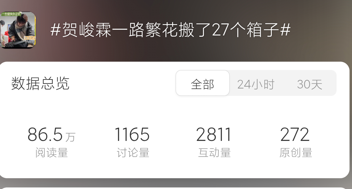 贺峻霖一路繁花搬了27个箱子一人3条原创 ​​​