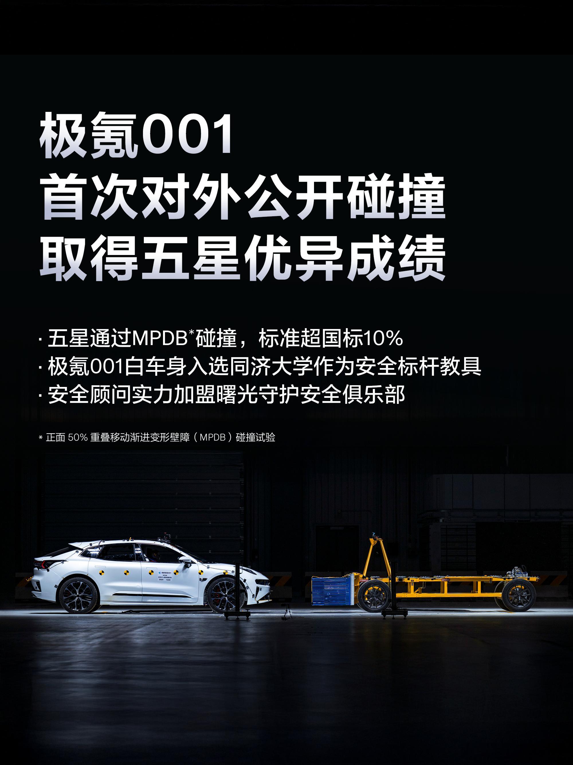 极氪001首次公开安全碰撞测试取得五星成绩极氪001以超国标10%的升级版MPD