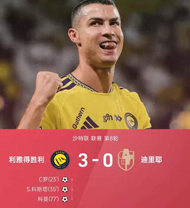 里程碑！C罗轰生涯980球，利雅得胜利3-0零封迪里耶登顶