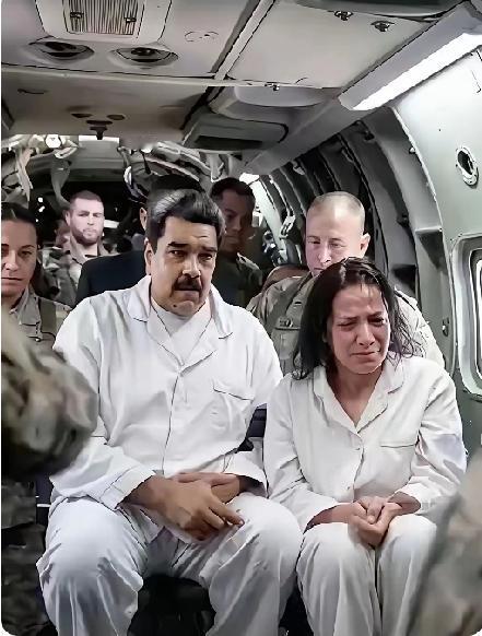 这张照片里的前排两位，是委内瑞拉总统马杜罗及其夫人，后面和边上坐着的是美国特种兵