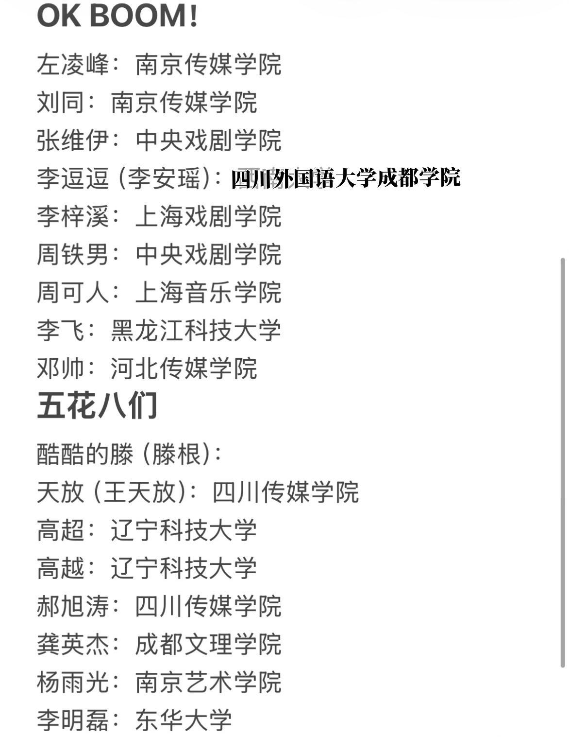 喜2部分喜人毕业院校盘点如有遗漏欢迎补充 
