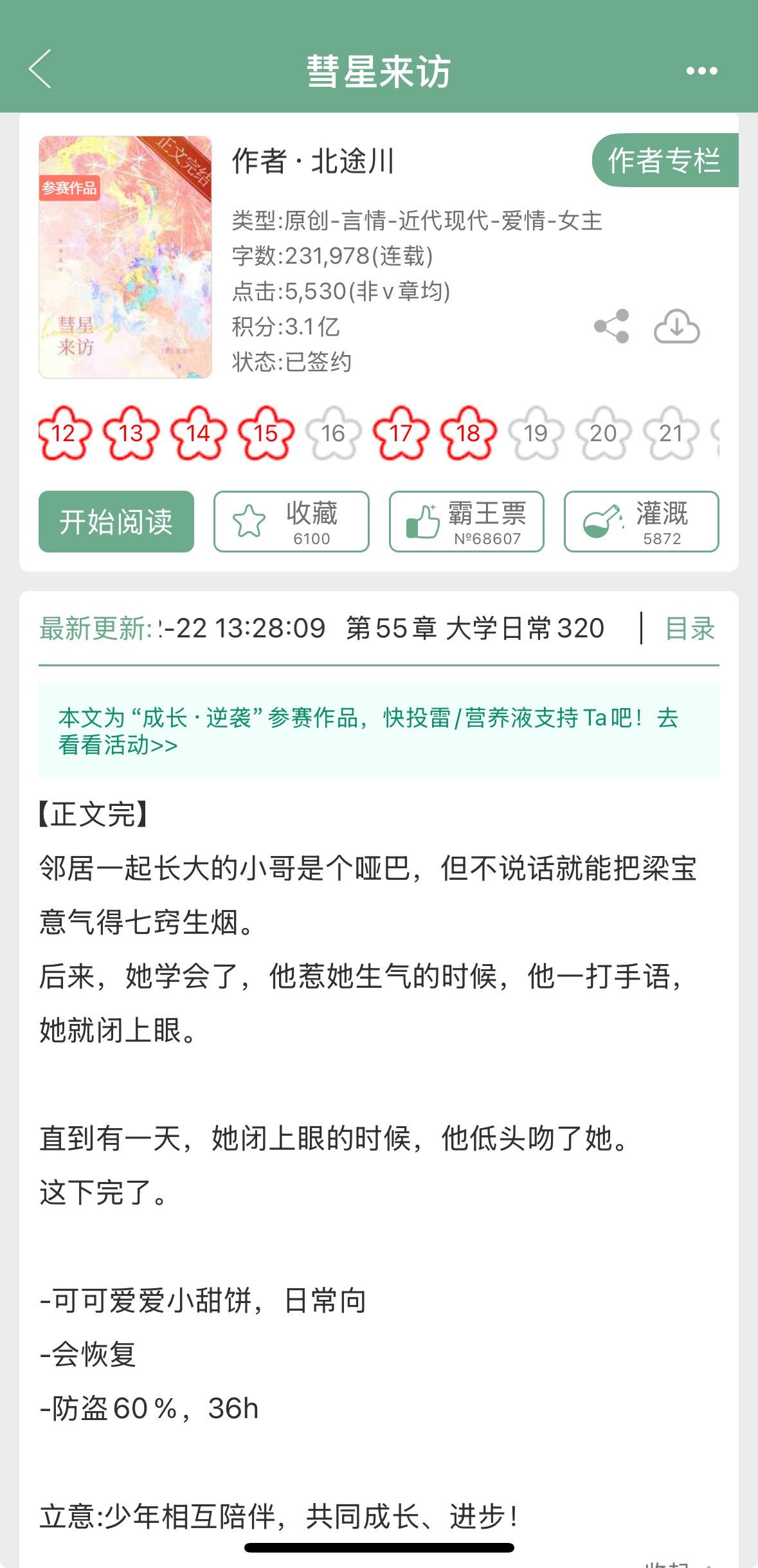 北途川的《彗星来访》完结啦！日常向小甜饼~ 