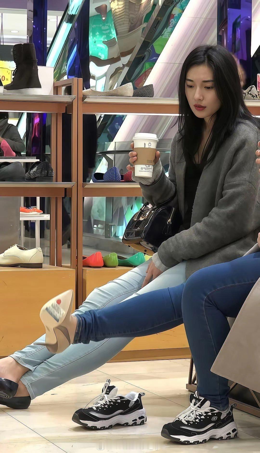 买鞋时遇到的女孩，觉得她很像一个明星，一下子又想不起来是谁 