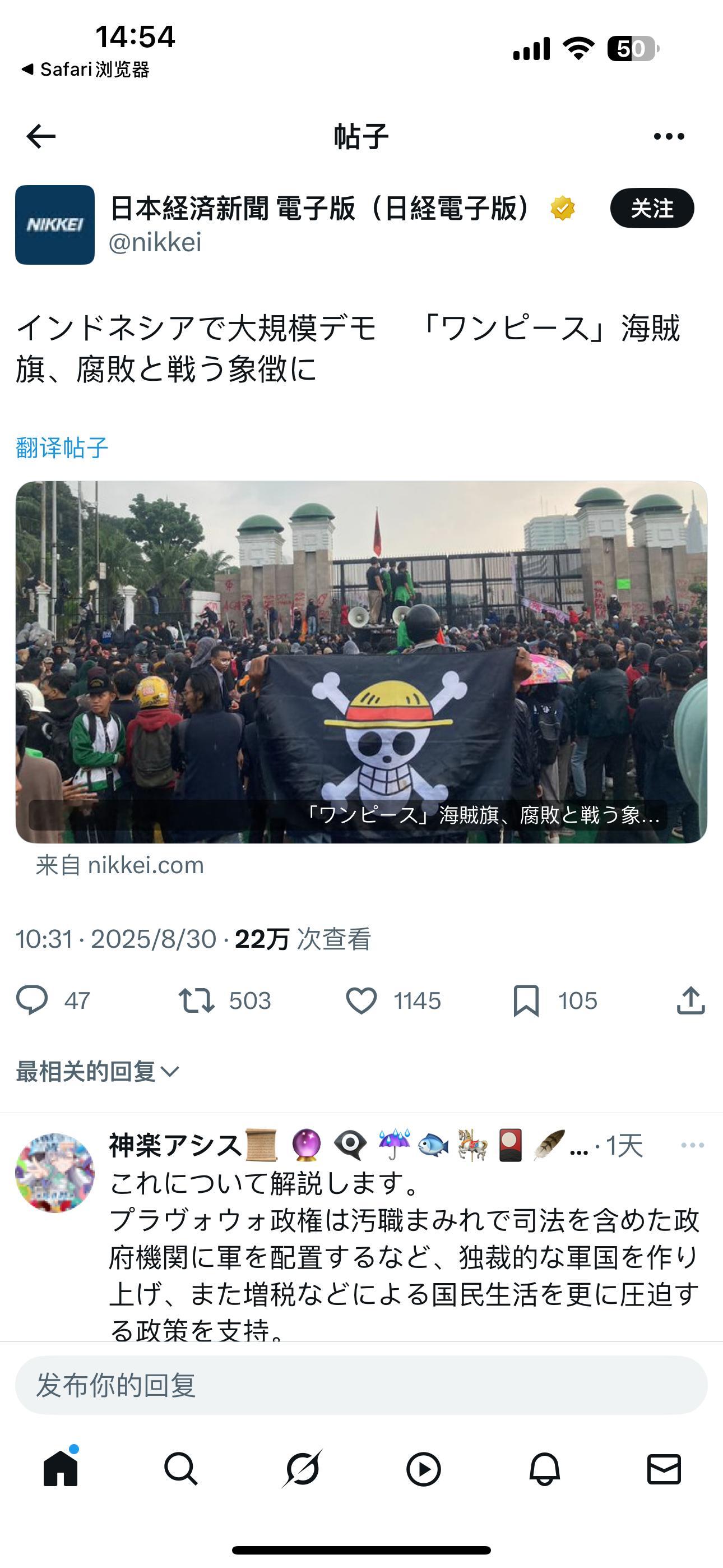 海外新鲜事印尼多地爆发大规模示威游行 好奇海贼王的旗子咋就成了印尼这波抗议游行的