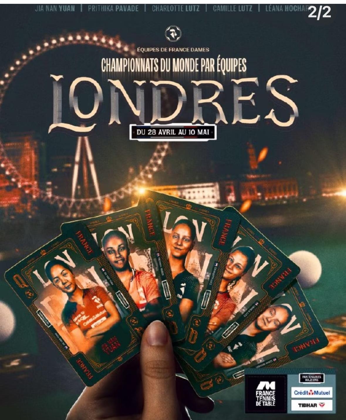 4月8日法国队公布伦敦世乒赛参赛名单：
男队：小勒布伦，大勒布伦，
西蒙高茨，泊