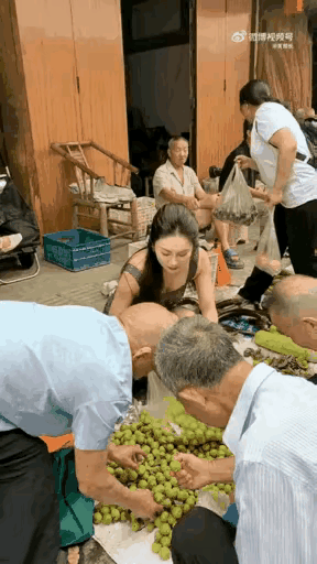她家的李子听说很好吃，一大堆人围着买