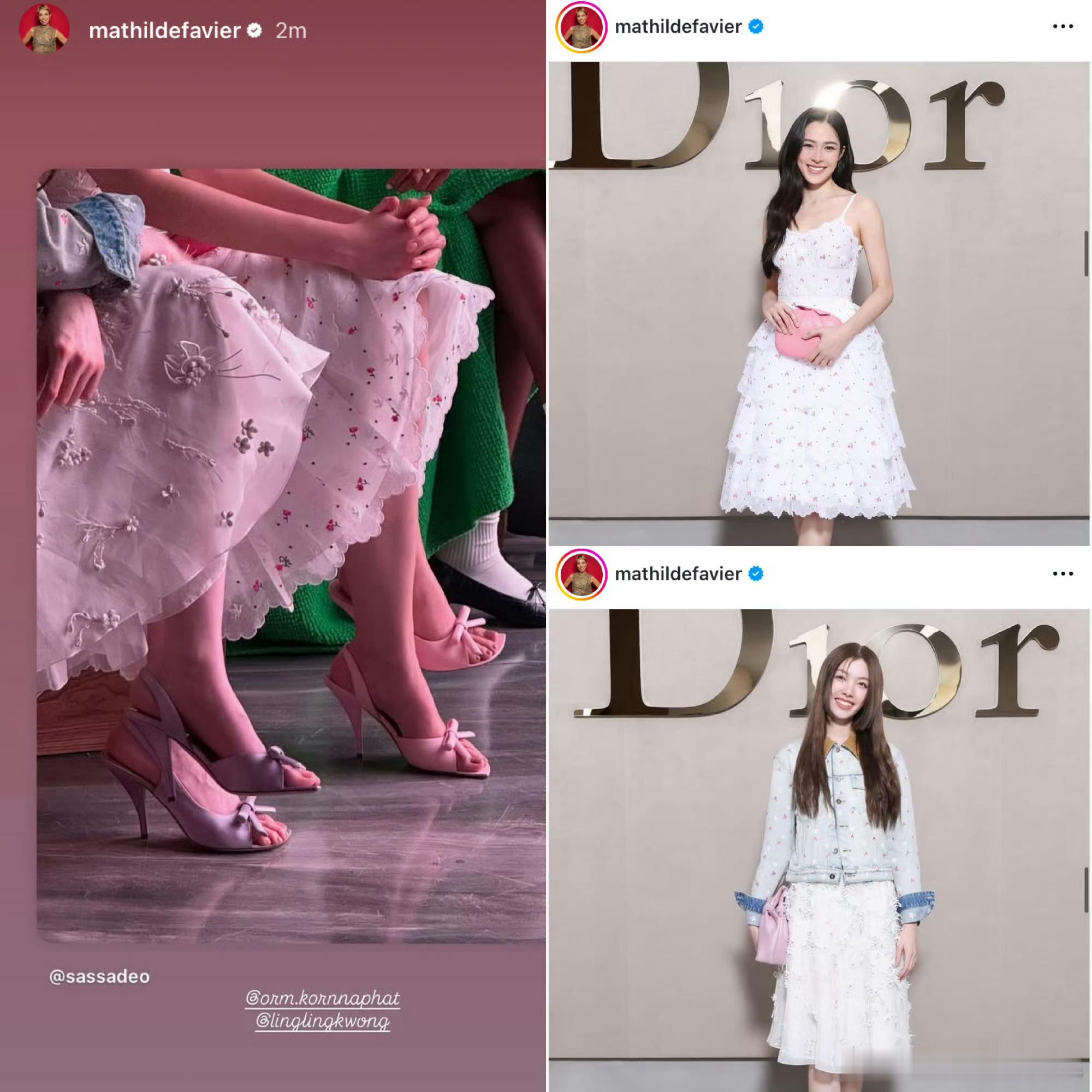 Dior公关总监认领了邝玲玲、Orm Kornnaphat 品牌大秀造型，蝴蝶结