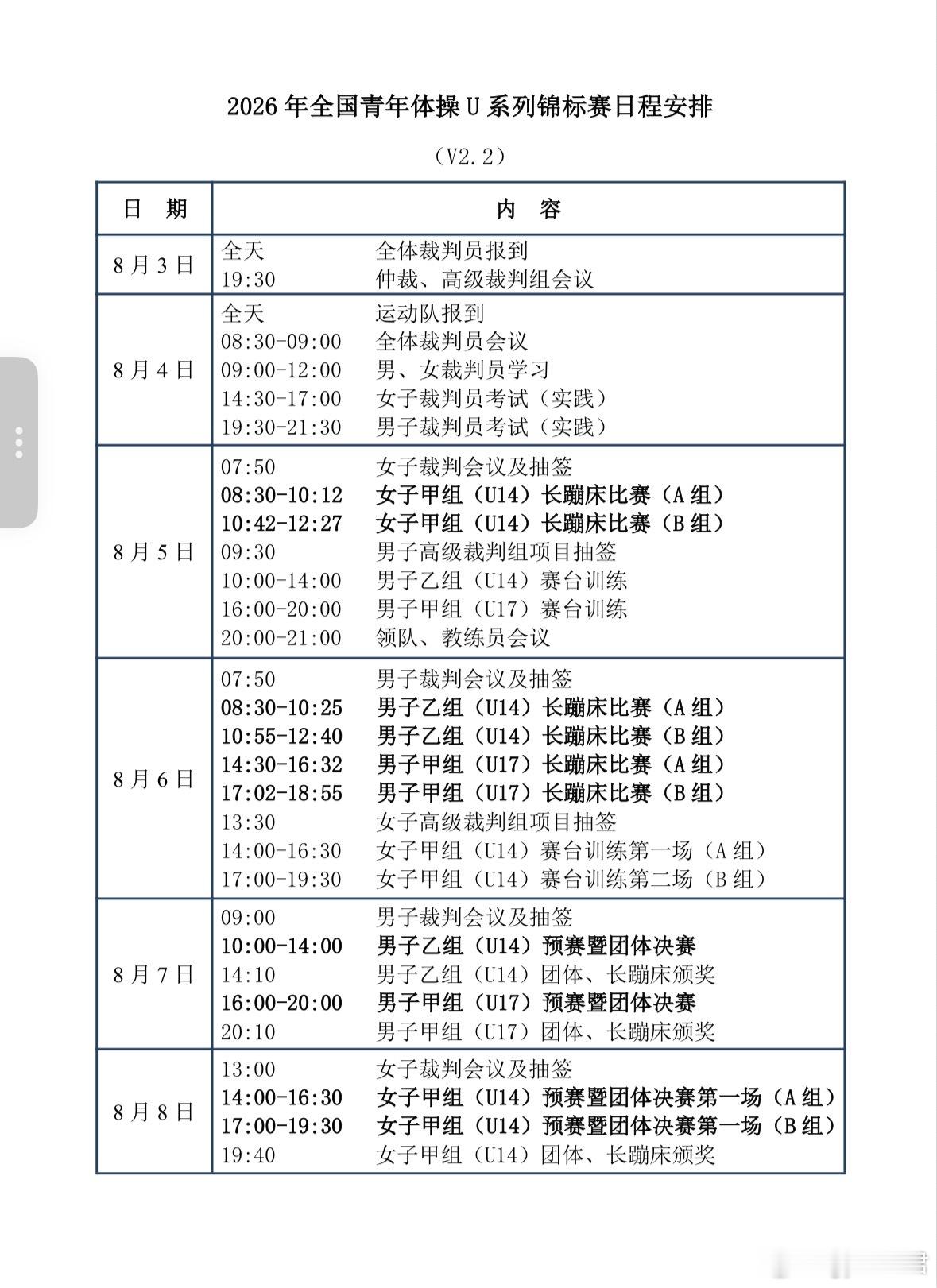 2026全青赛程和参赛名单🤸♀️体操