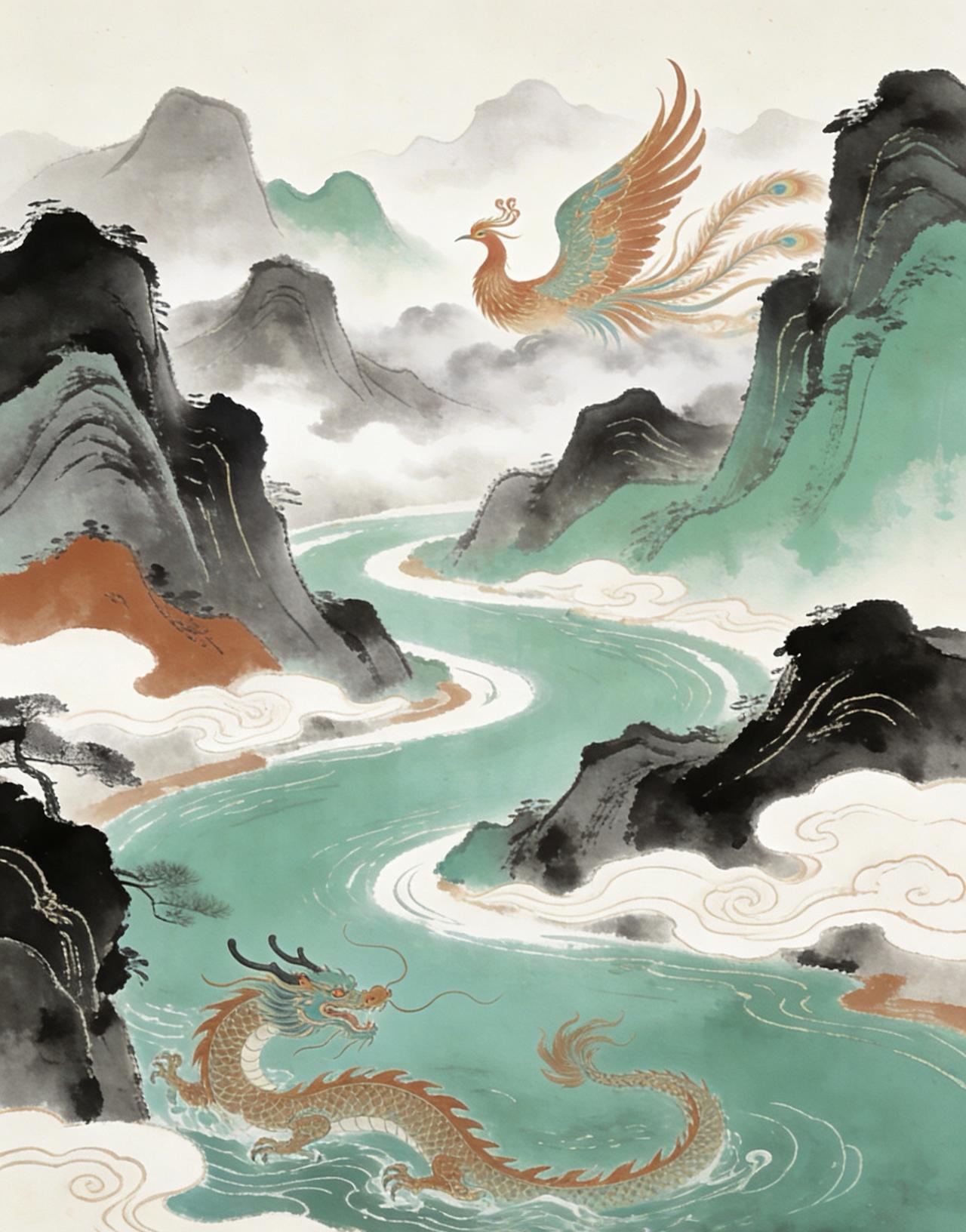 上联：青山藏凤凰，如何对下联？绿水隐蛟龙