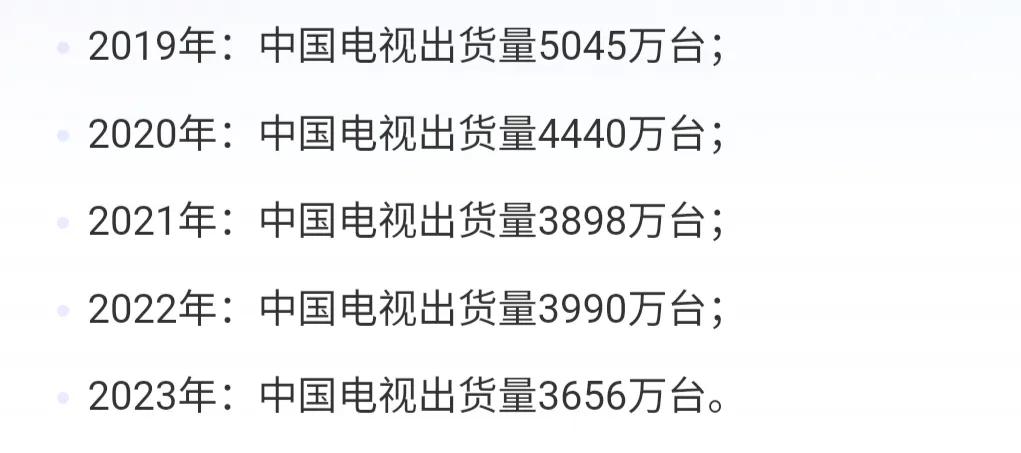 美国3亿人口，一年电视销量4000多万台，而我们14亿人口，一年3000多万台！