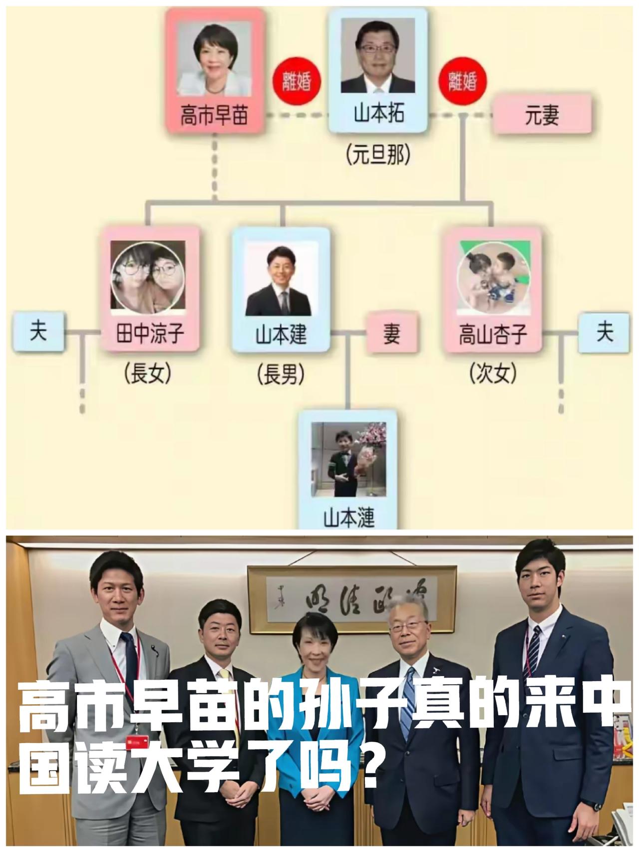 高市早苗知道自己来不了中国，却派了她的孙子过来，以读大学的名义……都说全家高市是