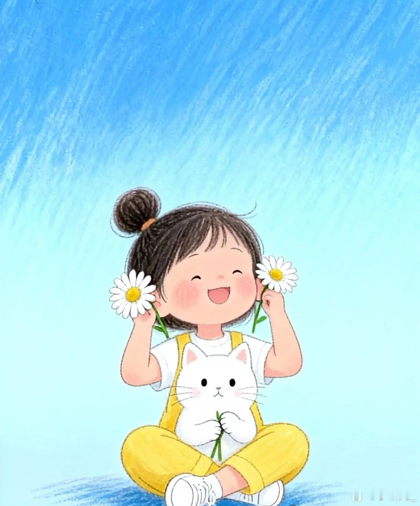 坐在天蓝色的风里，把小雏菊🌼别在耳朵边的时候，突然懂了，生活的甜，是像今天这样