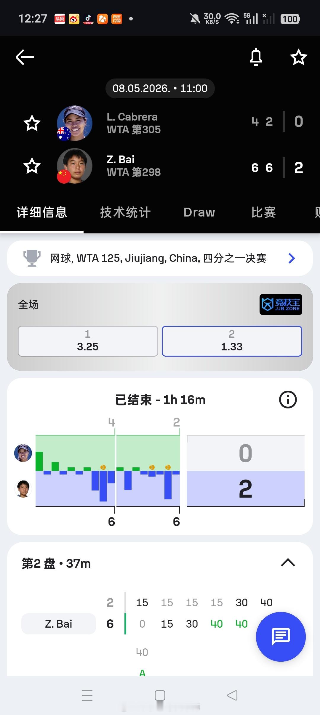小花小草资讯小花小草资讯 【🇨🇳九江WTA125】女单四分之一决赛🇨🇳白