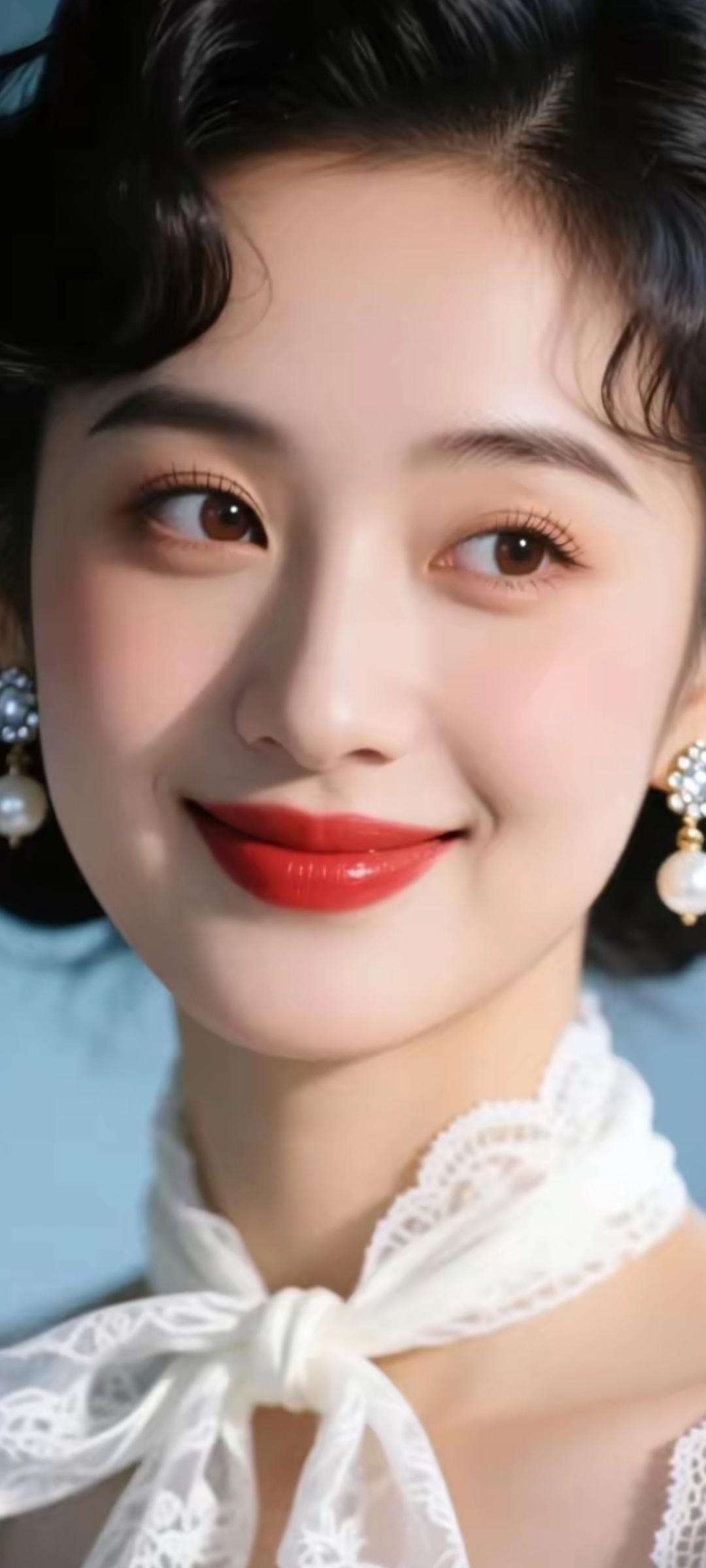 优雅复古风，珍珠耳环与蕾丝蝴蝶结的完美搭配，尽显温柔与优雅。