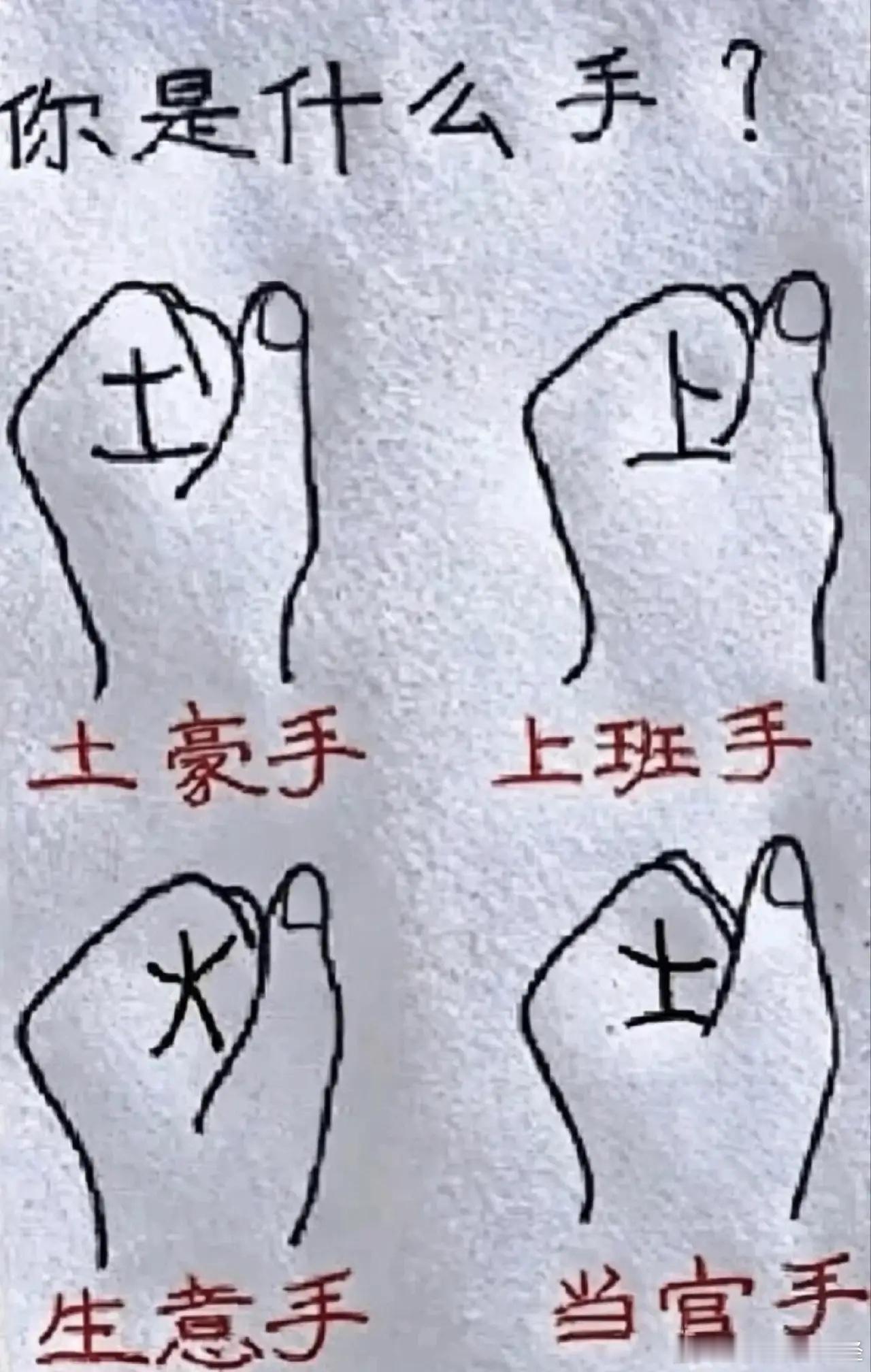 你们是哪种类型的手？我握起来是“土”字。 