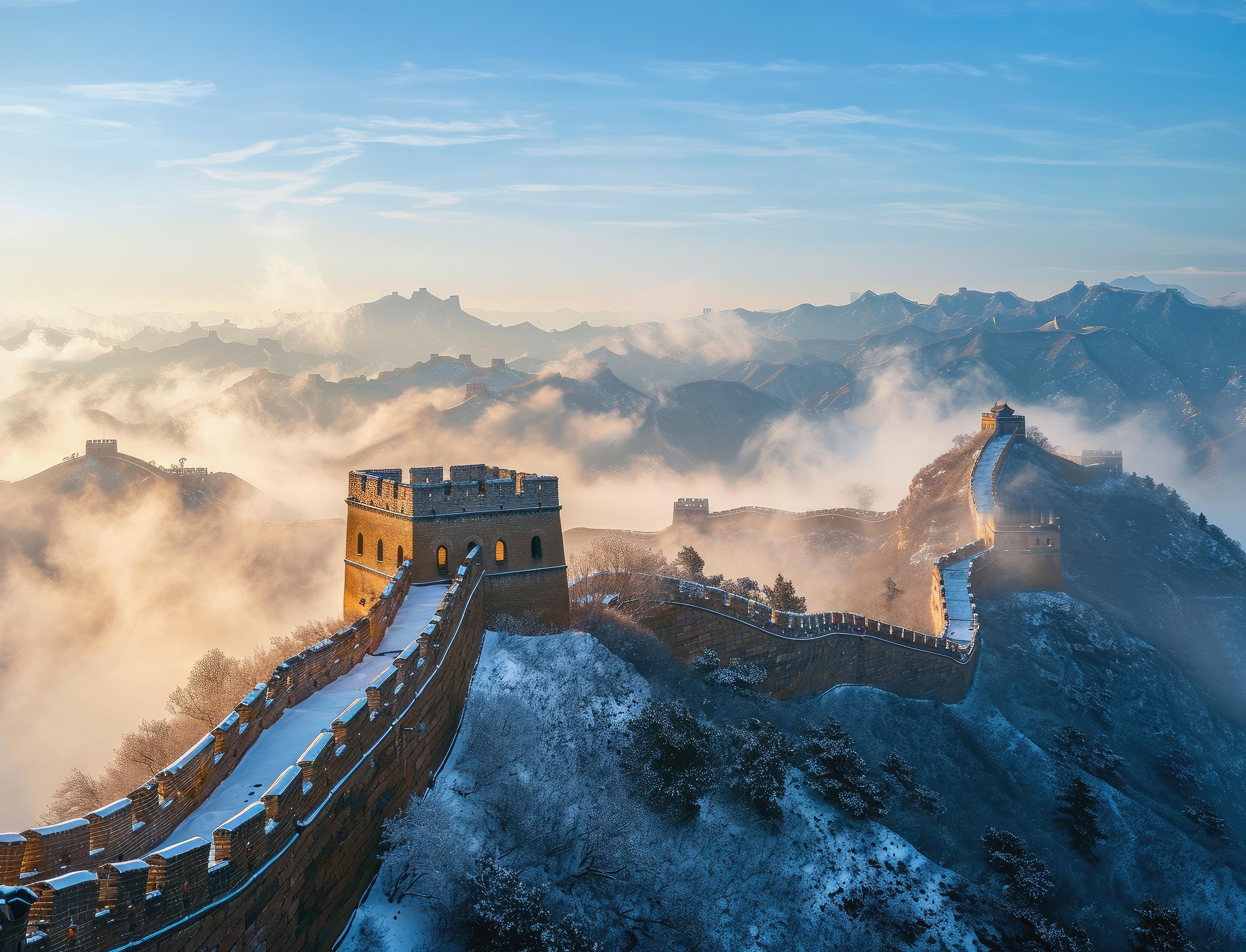 Midjourney V6的新版本，对长城这种中国元素的表现也有了很大进步。效果