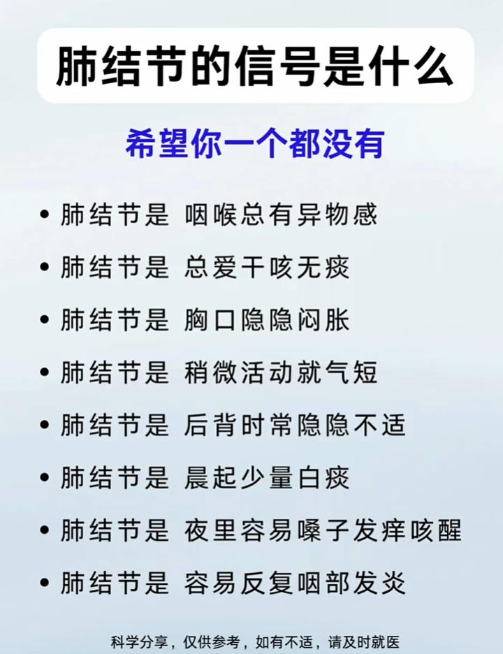 了解肺结节可能伴随的身体信号，别忽视