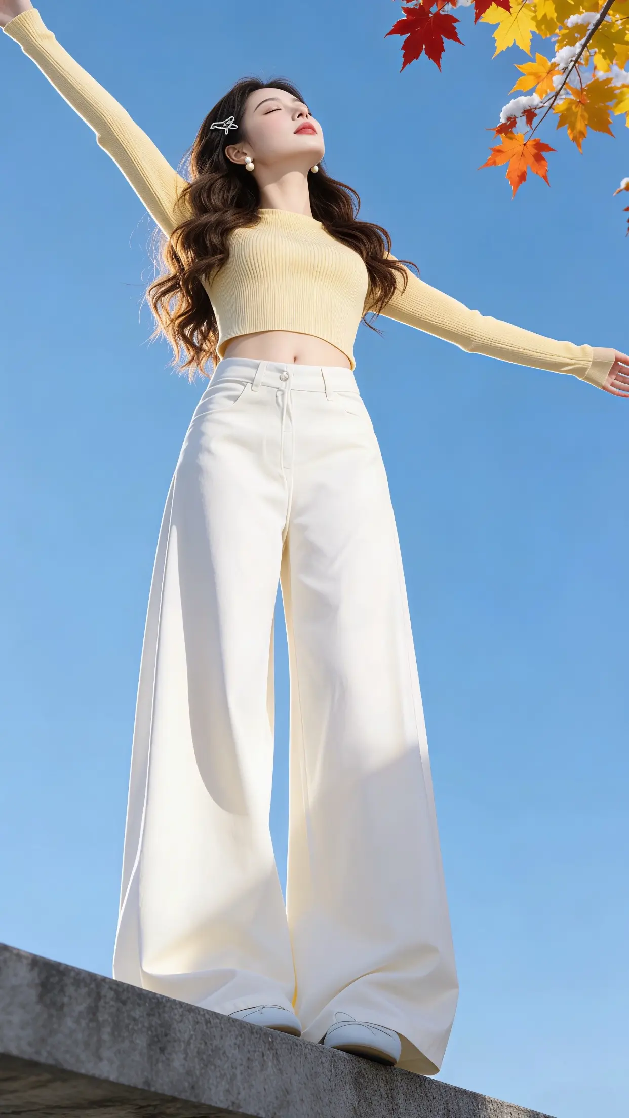 新年穿搭 过年穿什么 显高显瘦显腿长 阔腿裤女 春款上新