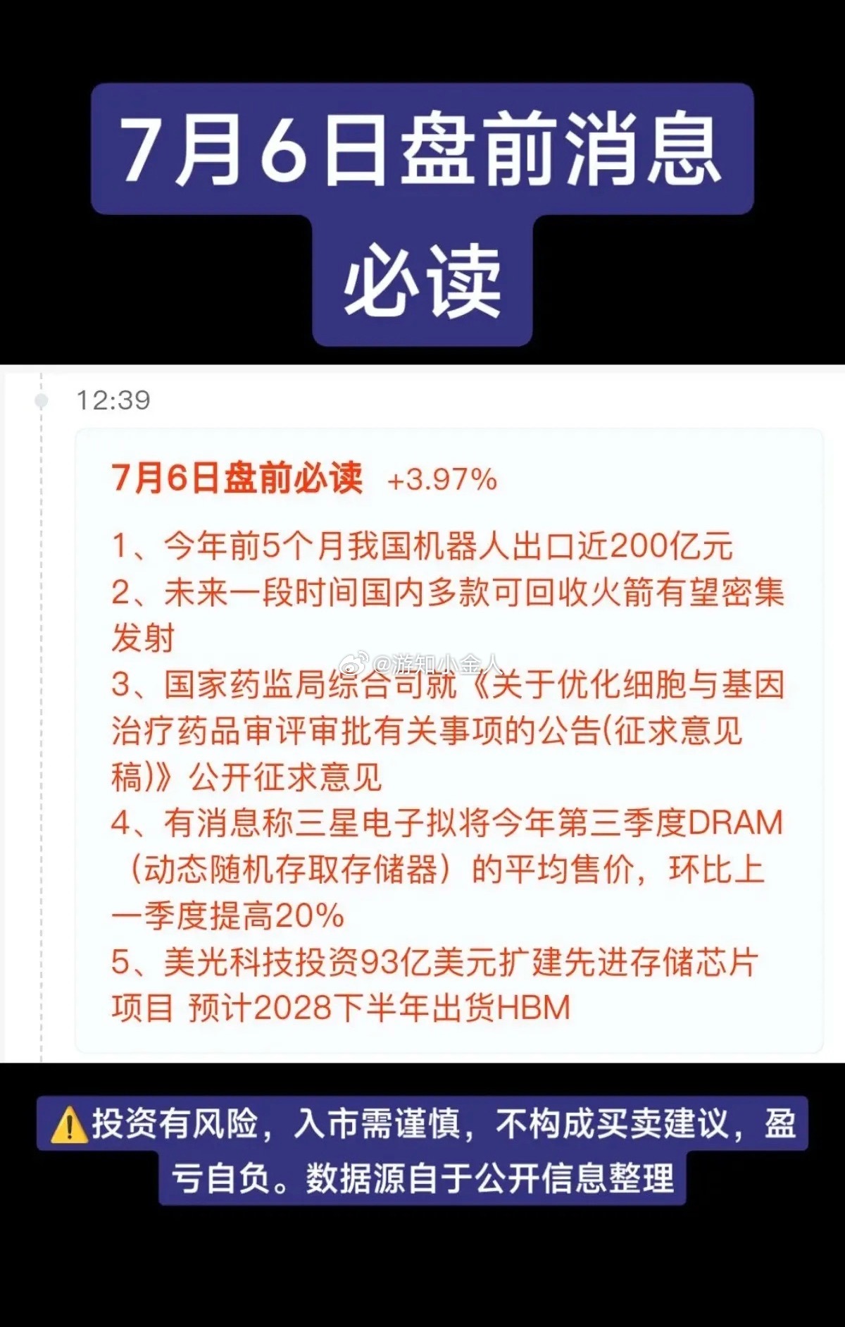 7.6周一  最新：财经热点+信息参考！1.机器人，出口暴增2.卫星互联网，多款