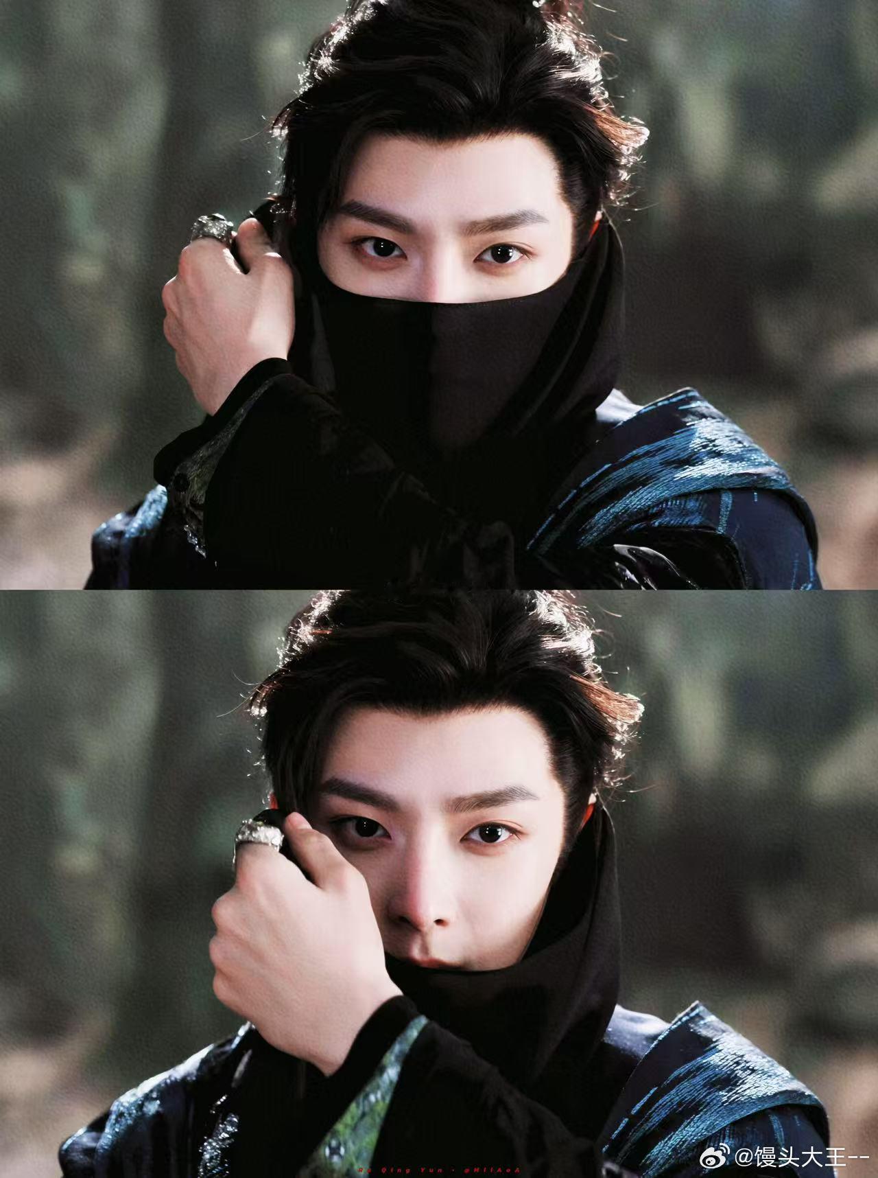 侯明昊半遮面眼神杀侯明昊权威少年感 侯明昊的半遮面造型真是太有韵味了，眼神中那种