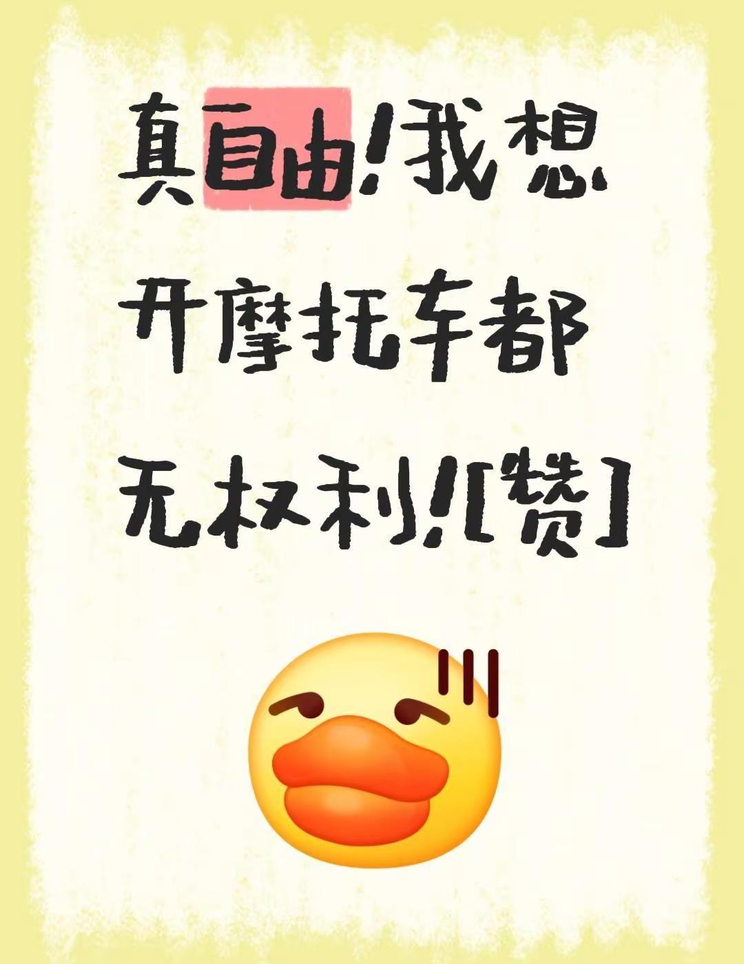 我评论了@💞晓红在～台湾💓💓🌈🌈 的作品：真自由！我想开摩托车都无权利