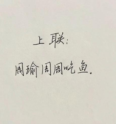 才子佳人们，有意思的一个上联，请对下联！

上联：周瑜周周吃鱼
下联：_____