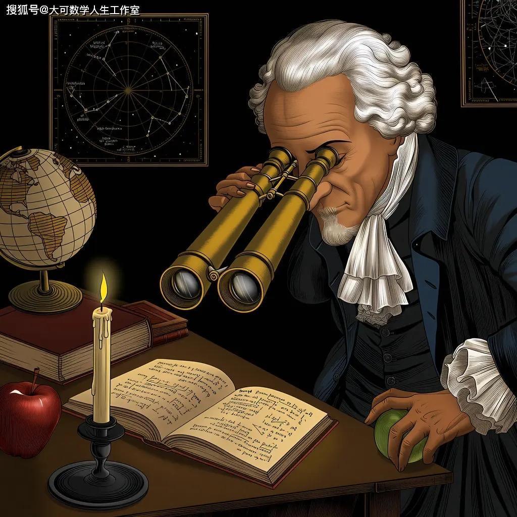 苹果砸中牛顿的瞬间，不是命运的偶然，而是理性与直觉的碰撞。他以万有引力公式，将宇