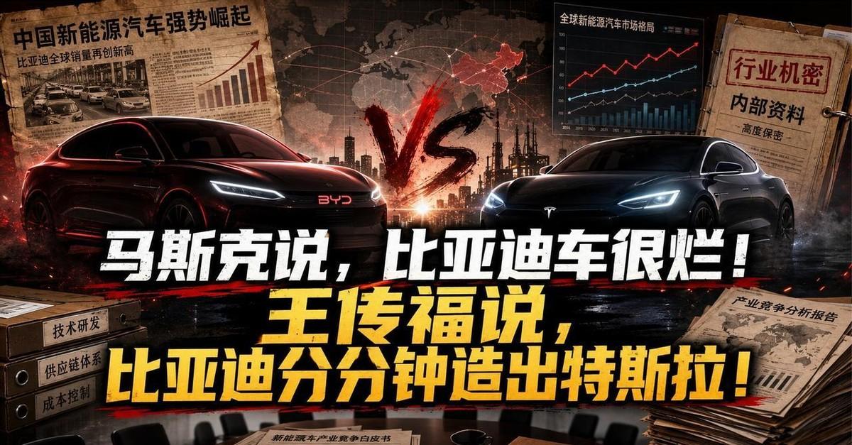 2011年，马斯克在镜头前笑得前仰后合。当被问到比亚迪，他眼皮都没抬，嘴一张就甩