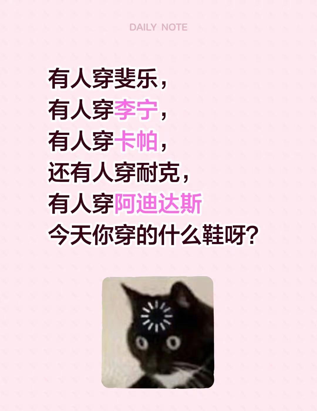 有人穿斐乐，有人穿李宁，有人穿卡帕，还有人穿耐克，有人穿阿迪达斯今天你穿的什么鞋