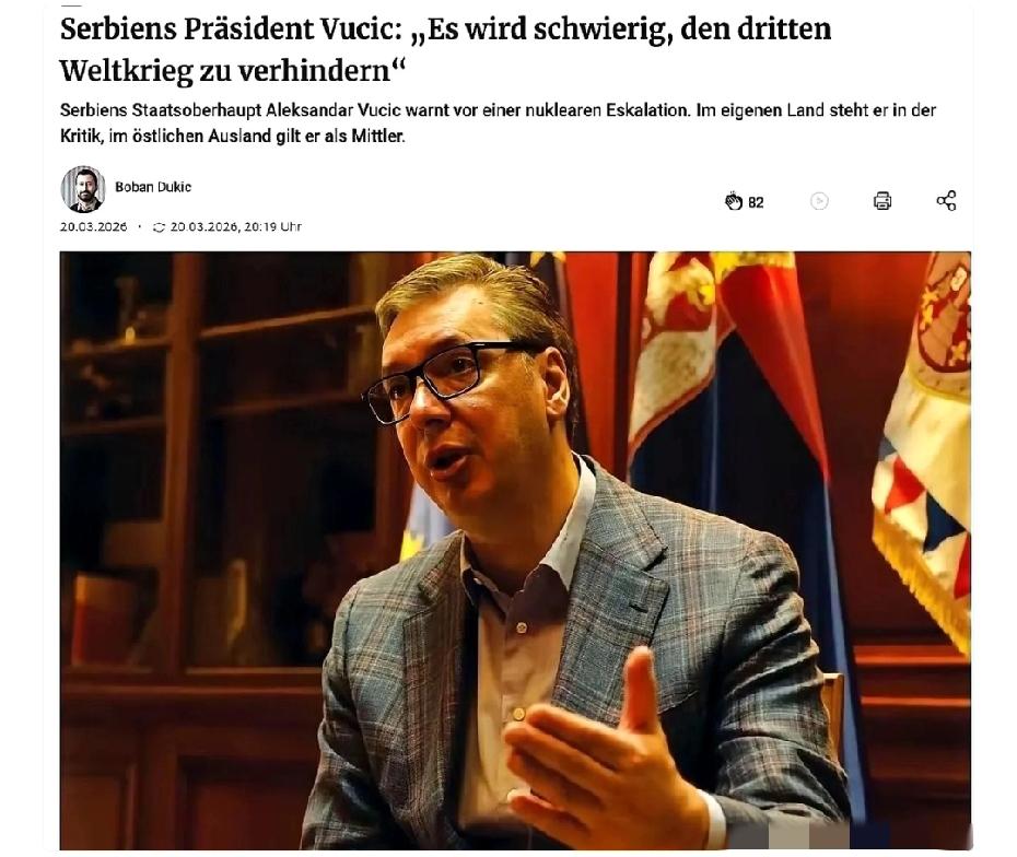 塞尔维亚总统武契奇，扔了一句实话。
他说，第三次世界大战，可能已经没人能拦得住了