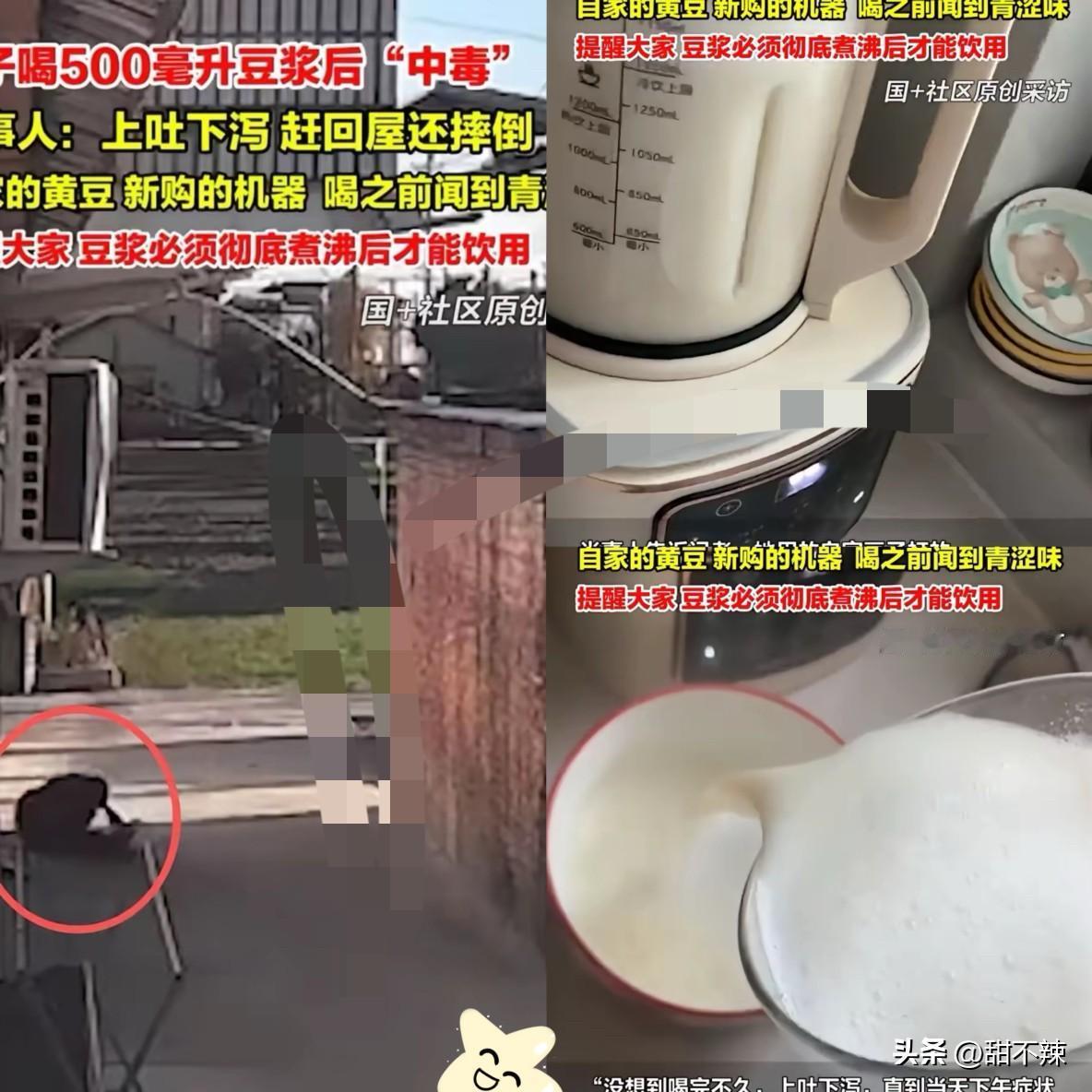 江苏南通，女子新买了一个豆浆机，早上起来用自家豆子打了500ml豆浆，闻到青涩味