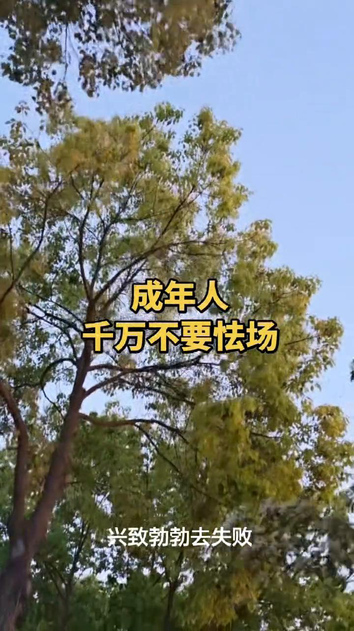 成年人千万不要怯场。
千万不要在任何地方怯场，大大方方去丢脸，兴致勃勃去失败，坦