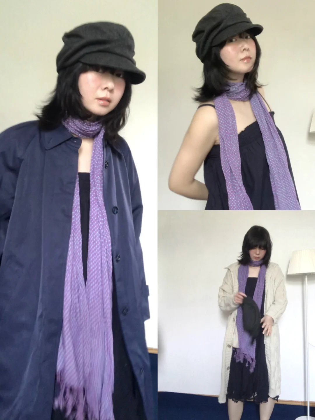 拿紫色波点给咱深色衣服提鲜来