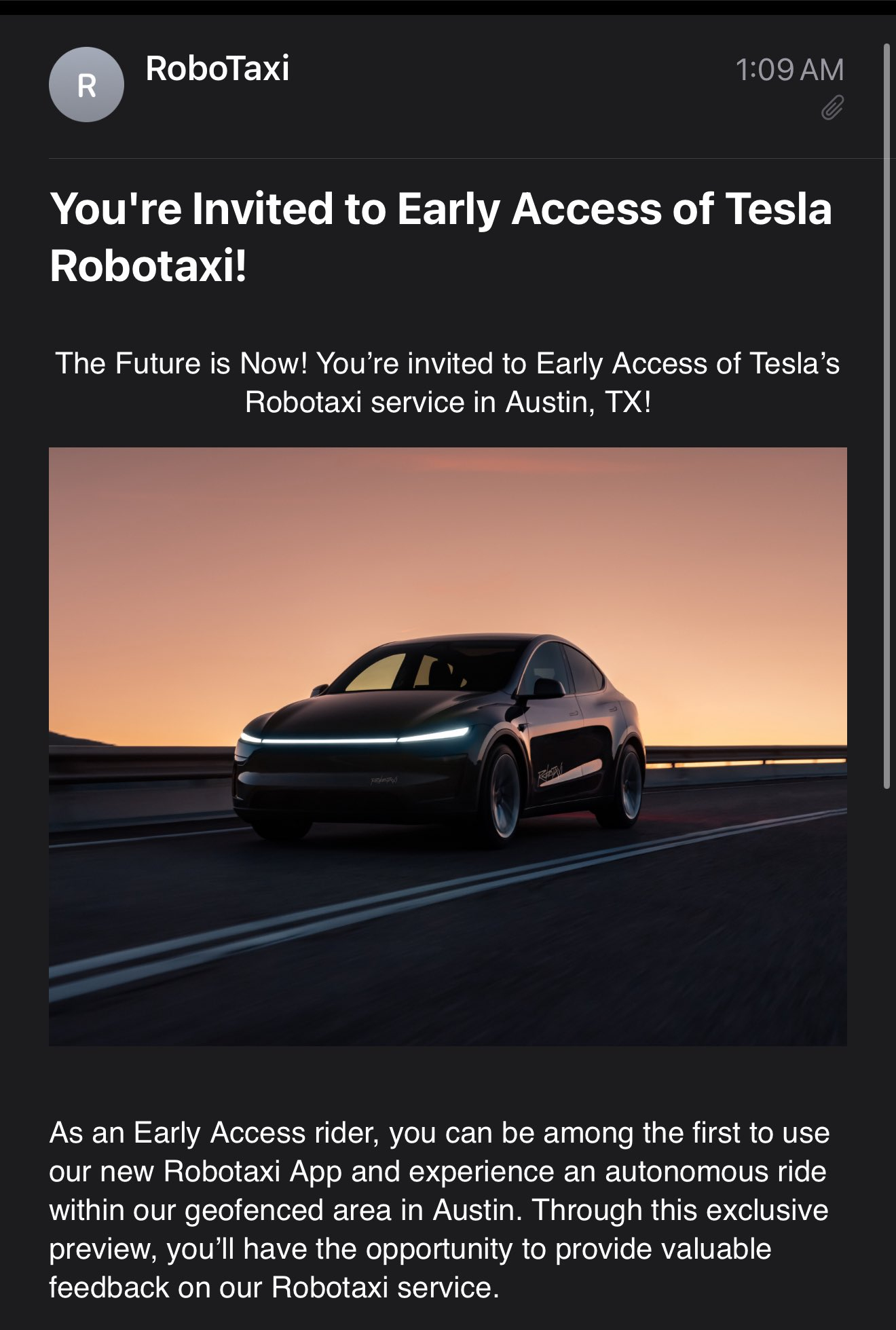 特斯拉开始定向邀请 Robotaxi 试运营体验用户了，这个无人打车服务还有两天