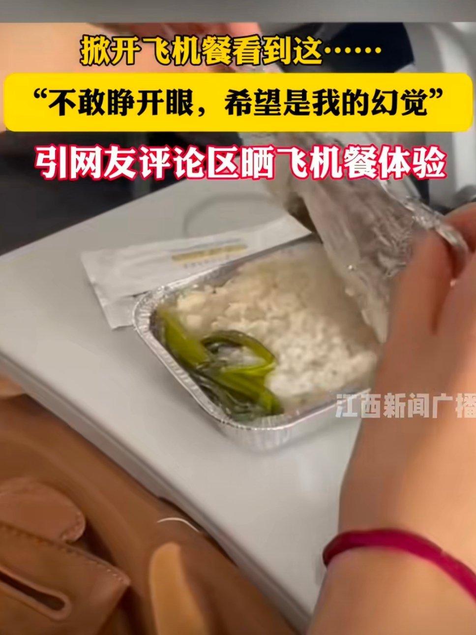 “一根青菜配米饭”的飞机餐，凭啥冲上热搜？女子晒出的航餐画面引发全网热议——餐盒