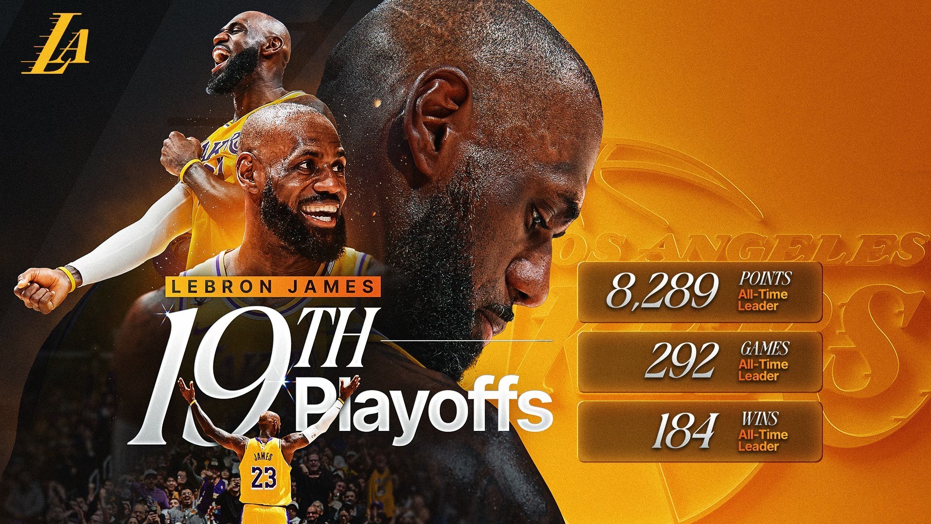 NBA官网盘点詹姆斯季后赛生涯19项难以企及的数据和纪录：1. 第19次季后赛亮