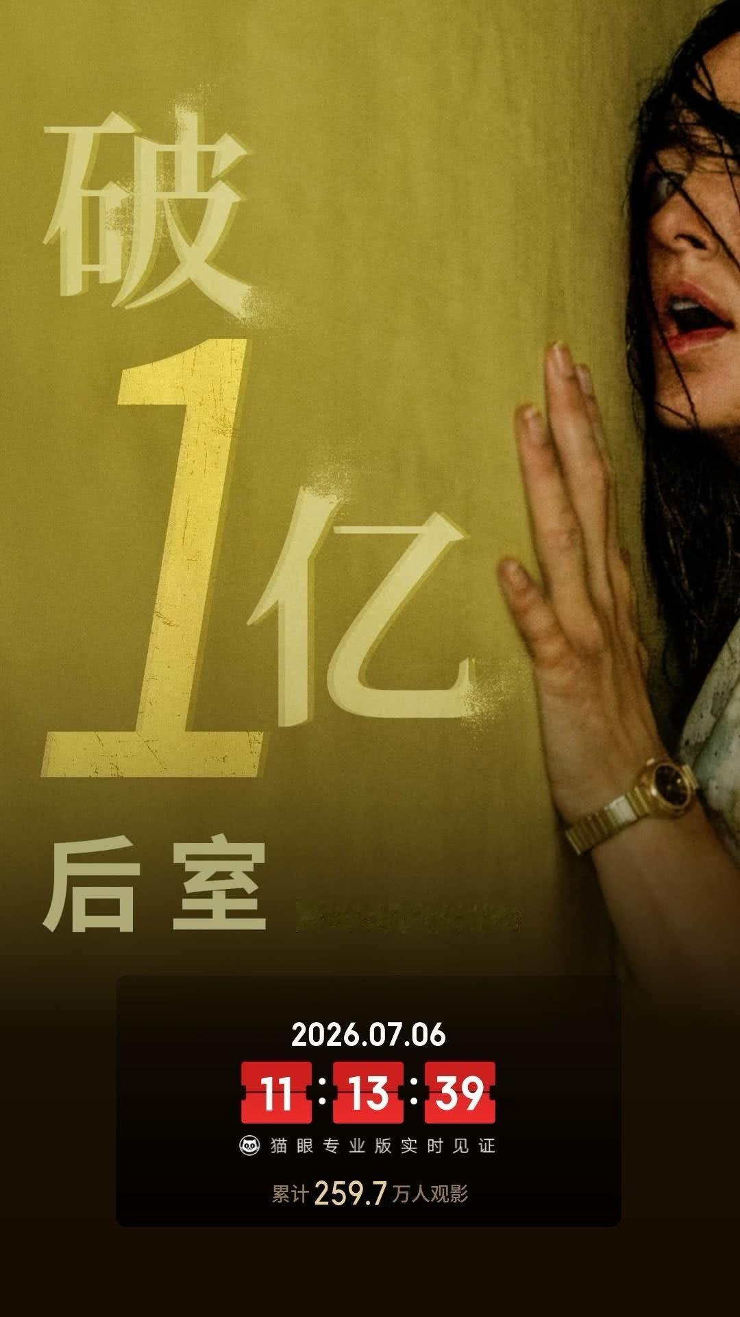后室票房破亿 恐怖片《后室》中国内地票房突破1亿元！ 
