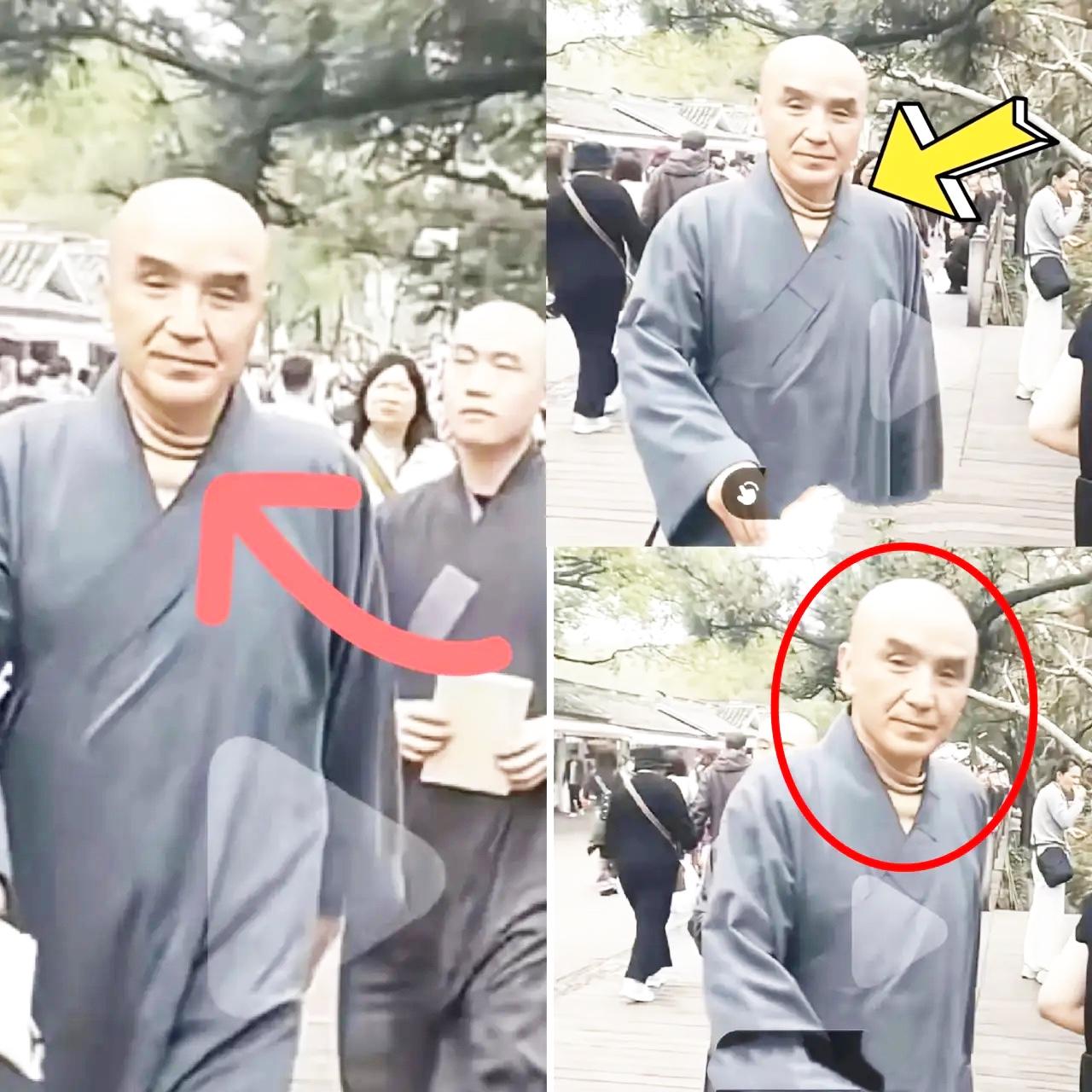 越看越不对劲，
这扮成僧人的人脖子处也太违和了！
怎么看都不像正常的衣领堆积，反