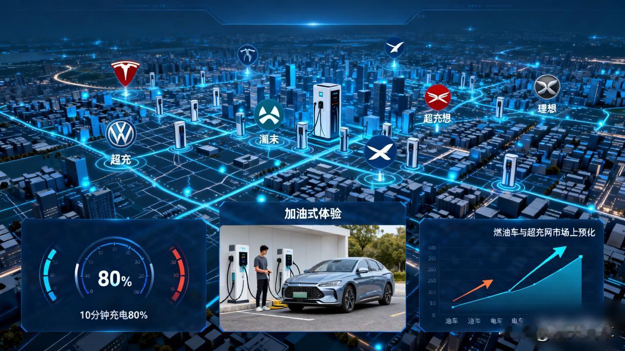 “超充”网络是下一个战场

特斯拉、蔚来、小鹏、理想都在拼命建。

充电像加油一