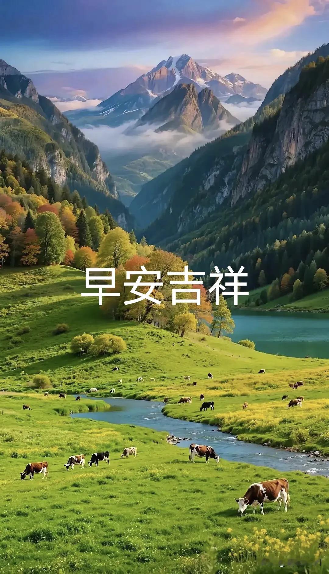  山野晨光送祝福，愿家人康健，事事顺心，早安。