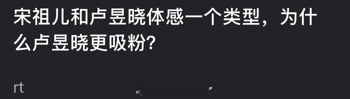 有网友说感觉宋祖儿和卢昱晓体感一个类型，为什么卢昱晓更吸粉？ 